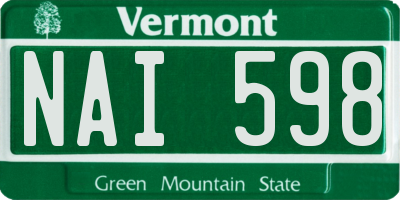 VT license plate NAI598
