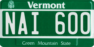 VT license plate NAI600