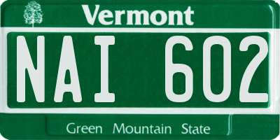 VT license plate NAI602