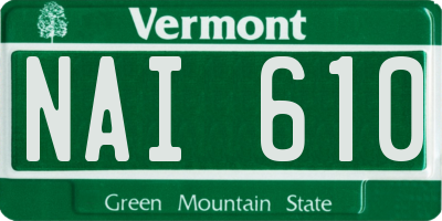 VT license plate NAI610