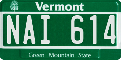 VT license plate NAI614