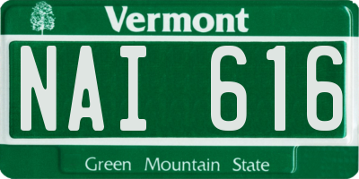 VT license plate NAI616