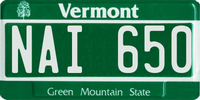VT license plate NAI650