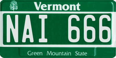 VT license plate NAI666
