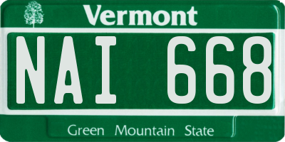 VT license plate NAI668