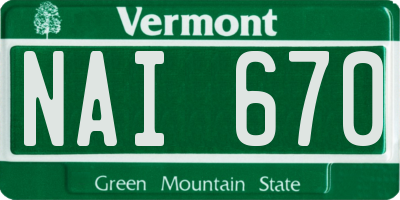 VT license plate NAI670