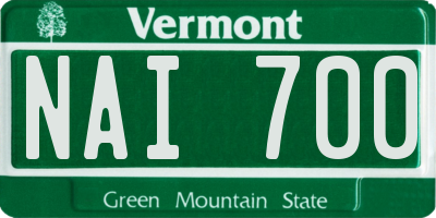 VT license plate NAI700