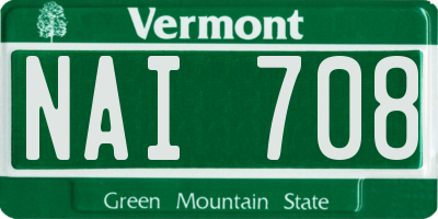 VT license plate NAI708