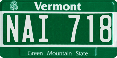 VT license plate NAI718