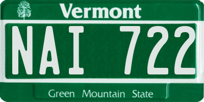 VT license plate NAI722