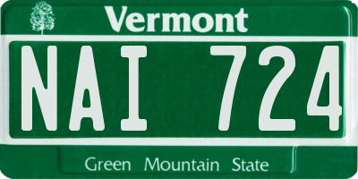 VT license plate NAI724