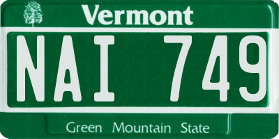 VT license plate NAI749