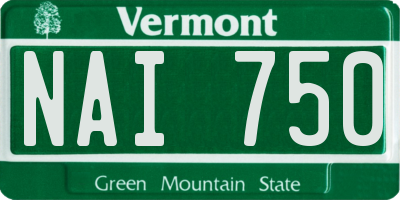VT license plate NAI750