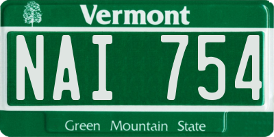 VT license plate NAI754