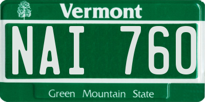 VT license plate NAI760