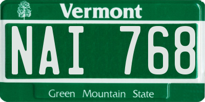 VT license plate NAI768