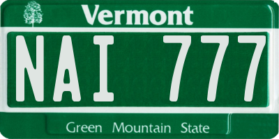 VT license plate NAI777