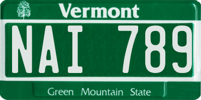 VT license plate NAI789
