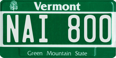 VT license plate NAI800