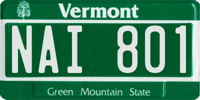 VT license plate NAI801