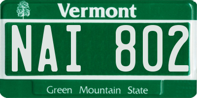 VT license plate NAI802