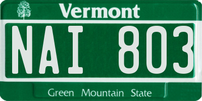 VT license plate NAI803