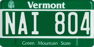 VT license plate NAI804