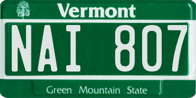 VT license plate NAI807