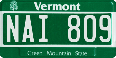 VT license plate NAI809