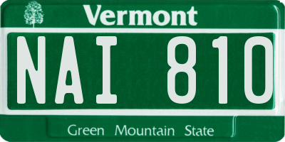 VT license plate NAI810