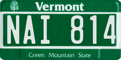 VT license plate NAI814