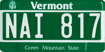 VT license plate NAI817