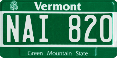 VT license plate NAI820
