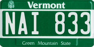 VT license plate NAI833