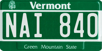 VT license plate NAI840