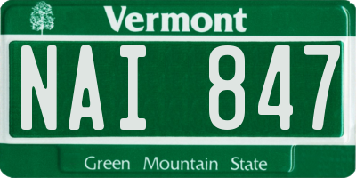 VT license plate NAI847