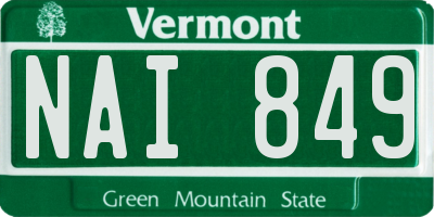 VT license plate NAI849
