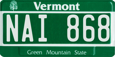 VT license plate NAI868