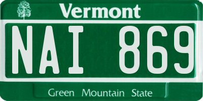 VT license plate NAI869