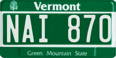 VT license plate NAI870