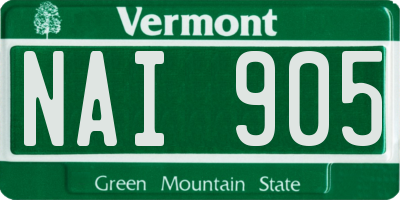 VT license plate NAI905