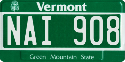 VT license plate NAI908