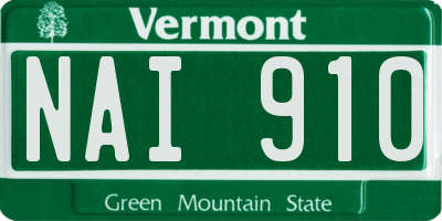 VT license plate NAI910