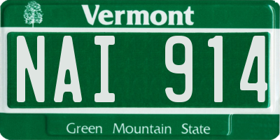 VT license plate NAI914