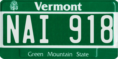 VT license plate NAI918