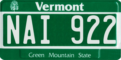VT license plate NAI922