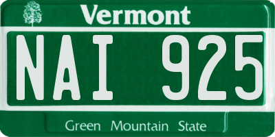 VT license plate NAI925
