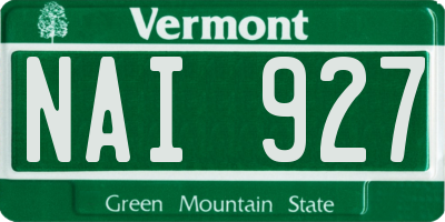 VT license plate NAI927
