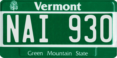 VT license plate NAI930