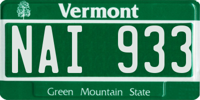 VT license plate NAI933